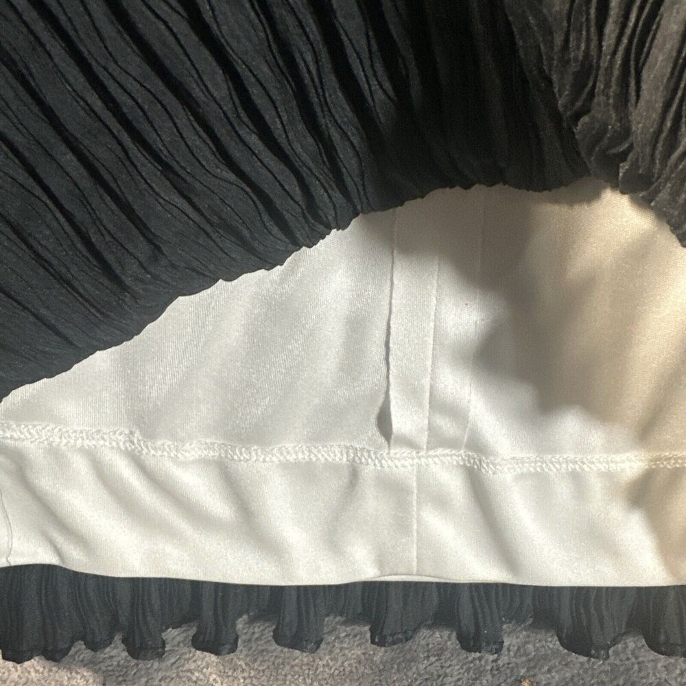 Edith Flagg VTG Pleated MIDI Dress S Black White Puff Sleeve Sequin Flapper Coco - Picture 12 of 12